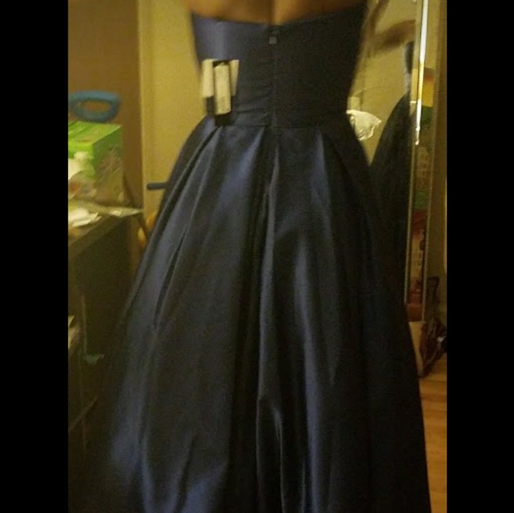 Indigo blue strapless satin ball gown - Picture 3 of 4